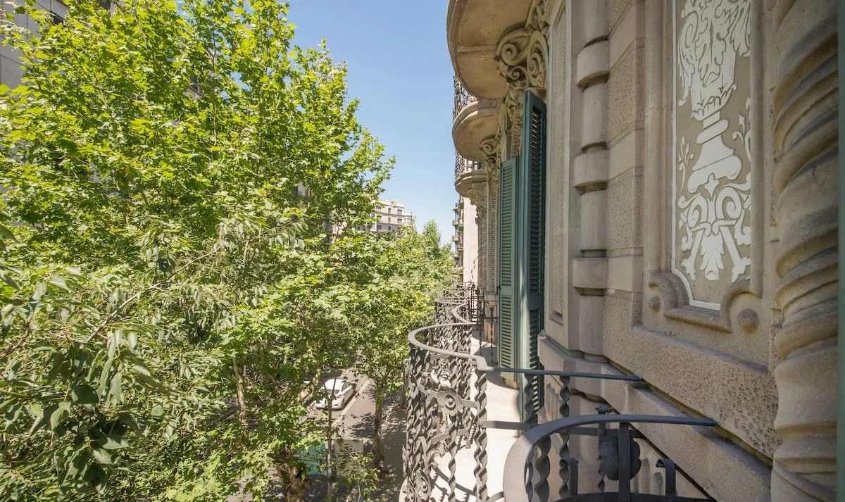 Casa Verdú balcony view of central Barcelona