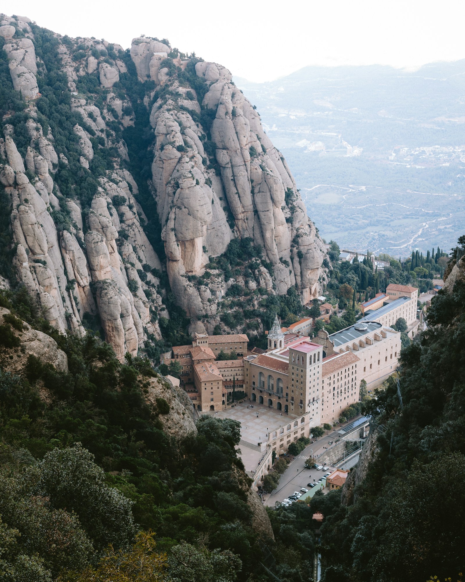 Montserrat monastery set against the mountain's sheer rock formations