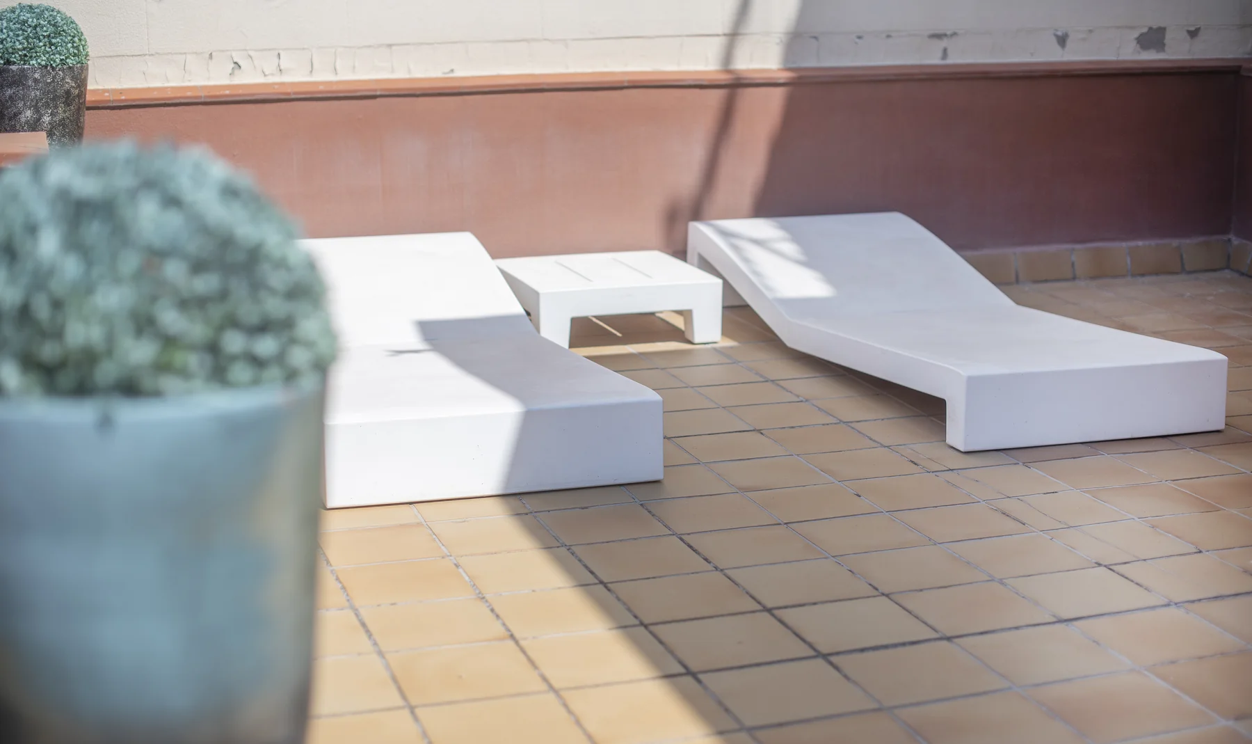 Suite Divina two sun loungers on the sheltered terrace